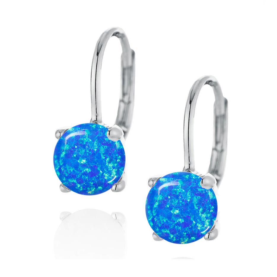 NUBIS Stříbrné náušnice s modrým opálem - NB925-OP05