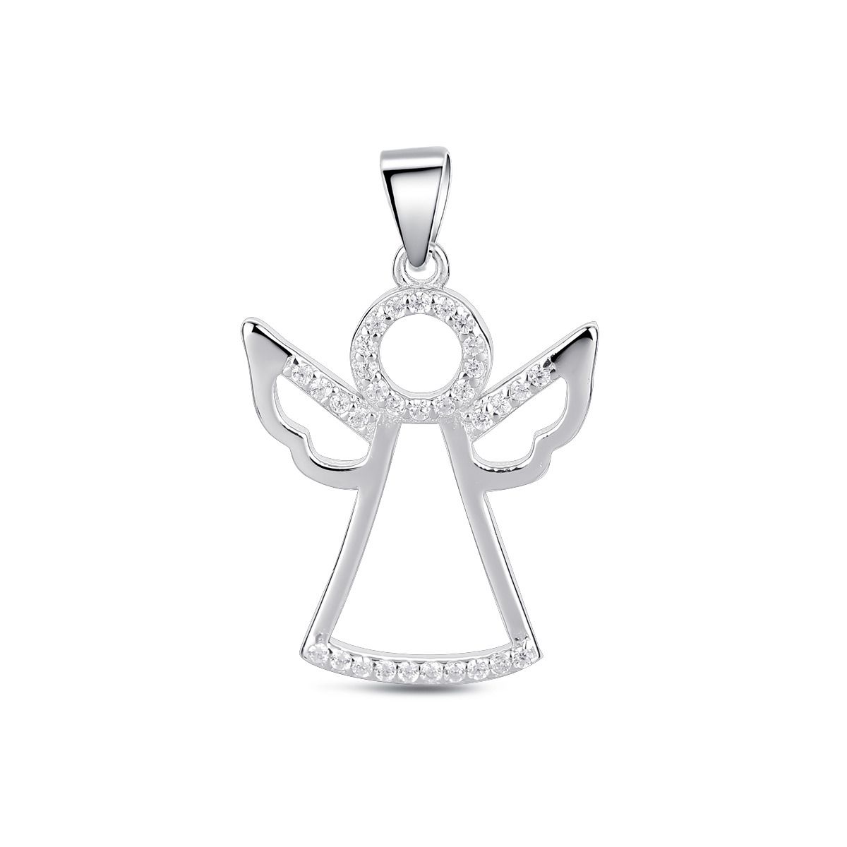 NUBIS Stříbrný přívěsek andělíček se zirkony - NB-4378