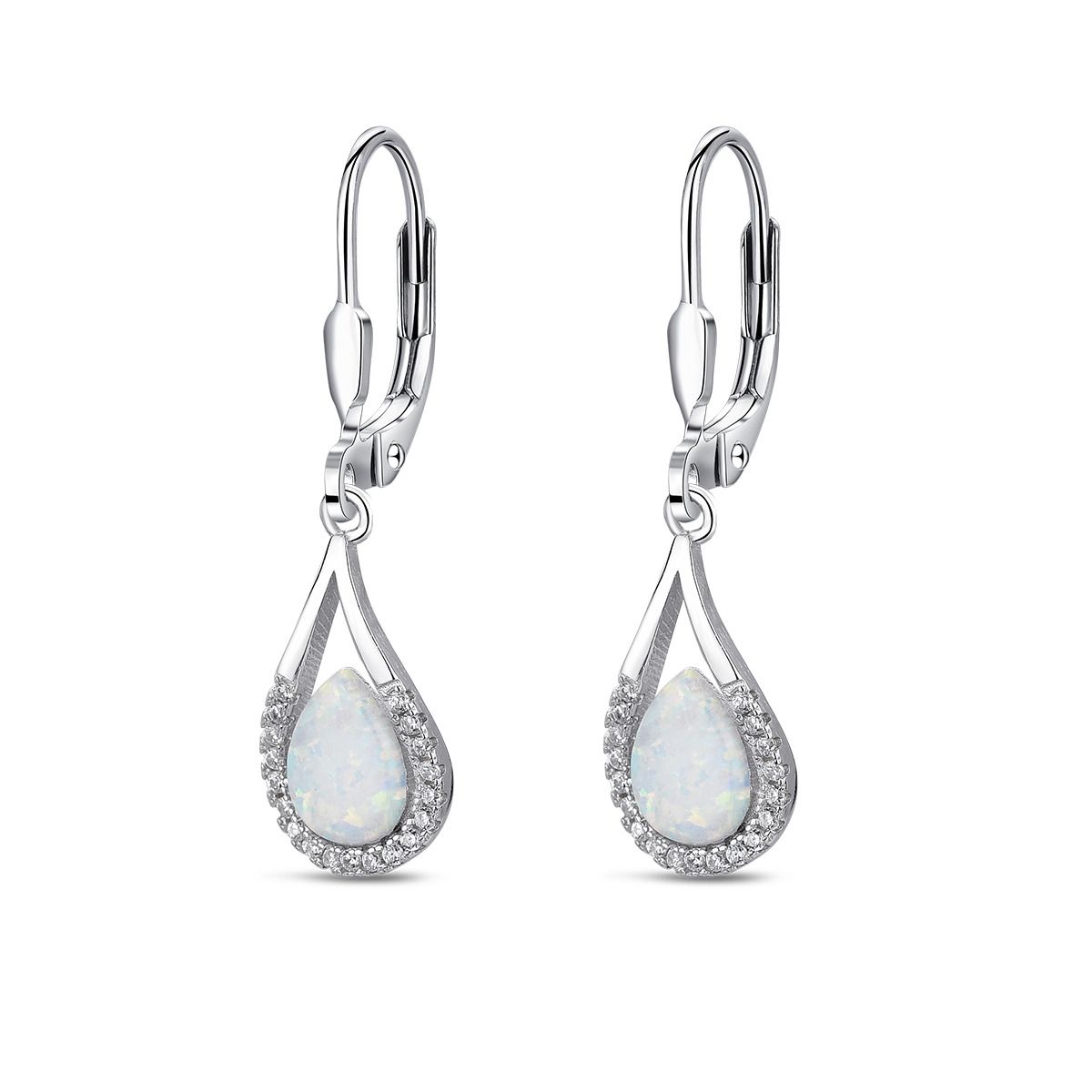 NUBIS Stříbrné visací náušnice s opálem - NB943-OP17