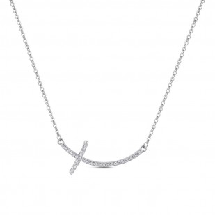 Stříbrný náhrdelník kříž se zirkony