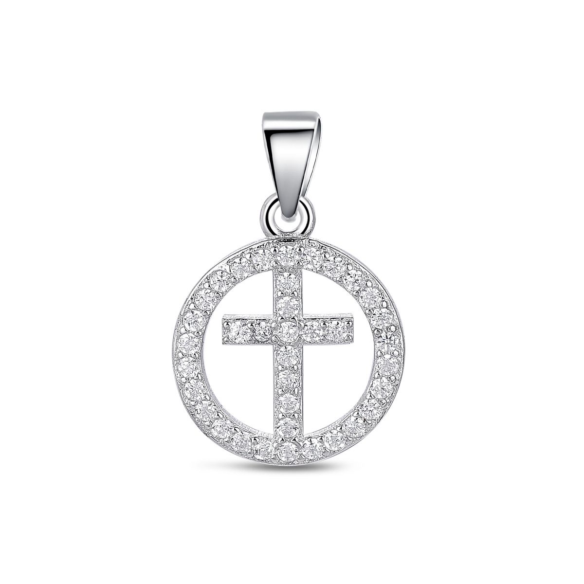 NUBIS Kulatý stříbrný přívěsek křížek - NB-4367