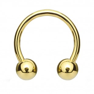 Piercing podkova, barva žluté zlato, rozměr 1,0 x 8 mm, kuličky 3 mm