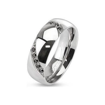 Pánský ocelový prsten s černými zirkony vel. 62