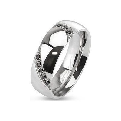 Pánský ocelový prsten s černými zirkony vel. 70