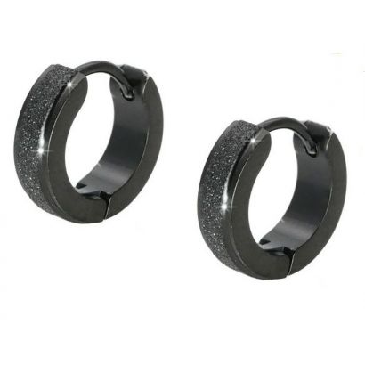 Černé ocelové náušnice - kroužky