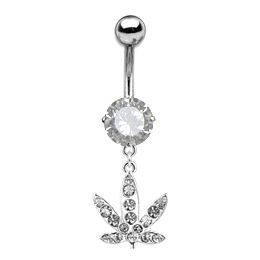 Levně S4U Piercing do pupíku - list marihuany (čirá) - WP01130-C