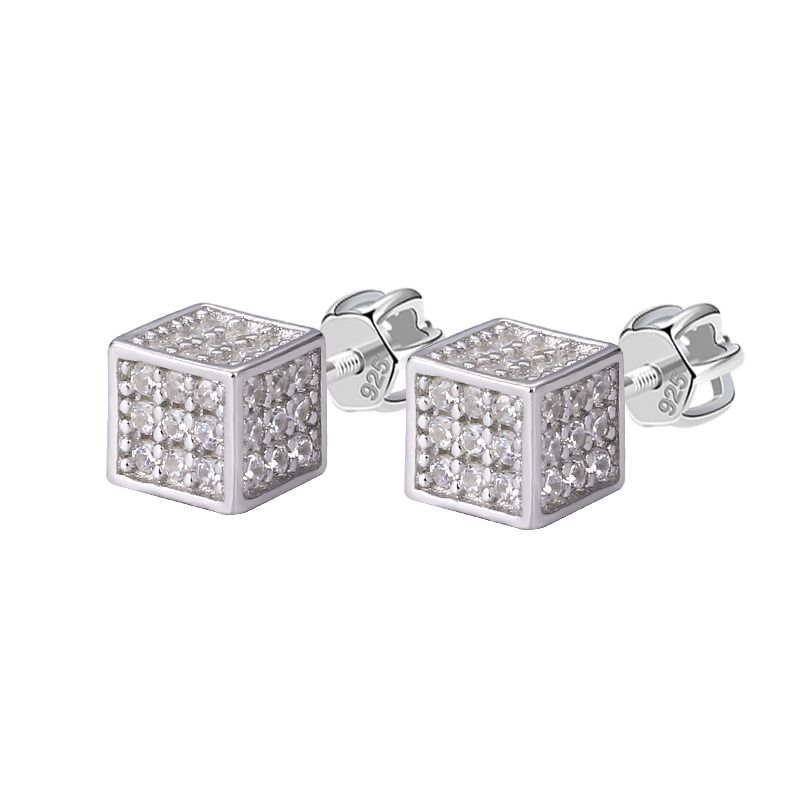 NUBIS Stříbrné šroubovací náušnice kostičky - NB-3367