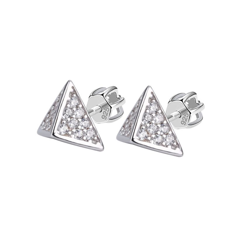 NUBIS Stříbrné šroubovací náušnice trojúhelníky - NB-3366