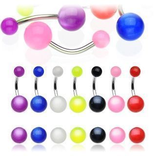 Levně Piercing do pupíku - banánek perleťový (růžová)