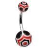 Levně Piercing do pupíku - banánek (černý/červené) - BA01019-KR