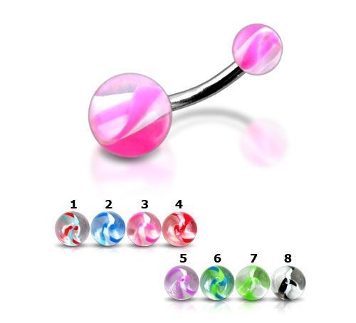 Levně Piercing do pupíku - banánek (růžová/bílá)