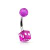 Piercing do pupíku - hrací kostka (čirá s černými puntíky)