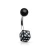 Piercing do pupíku - hrací kostka (čirá s černými puntíky)
