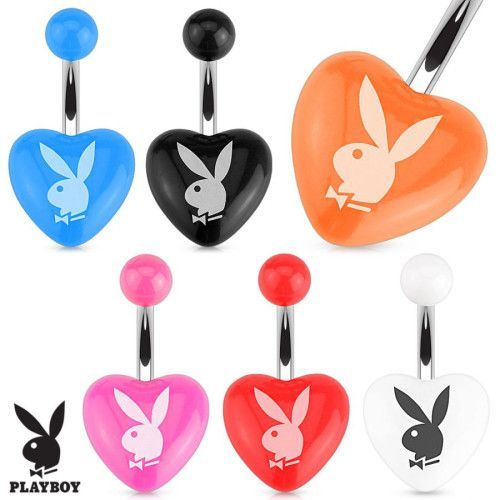 Levně Piercing do pupíku srdce Playboy (oranžové)