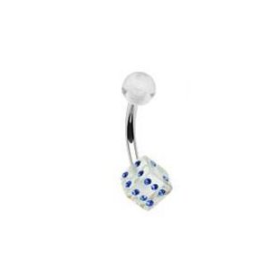 Piercing do pupíku s kostkou se zirkony
