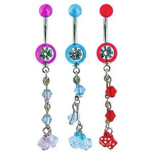 Piercing do pupíku s hracími kostkami