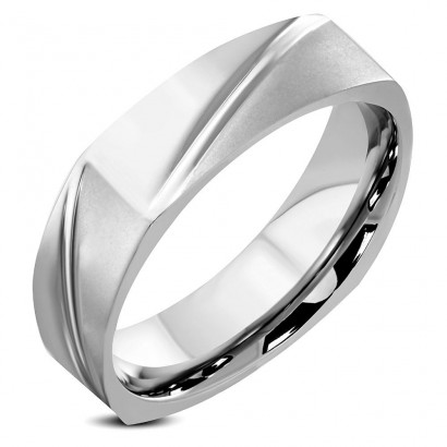 Hranatý ocelový prsten, šíře 3 mm, vel. 55
