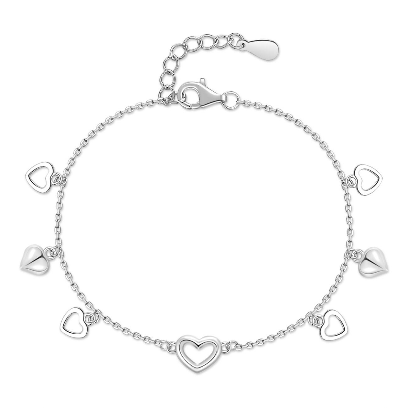 NUBIS Stříbrný náramek se srdíčky - NB-1188