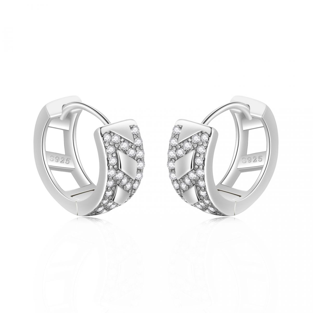 NUBIS Stříbrné náušnice kroužky se zirkony - NB-3838