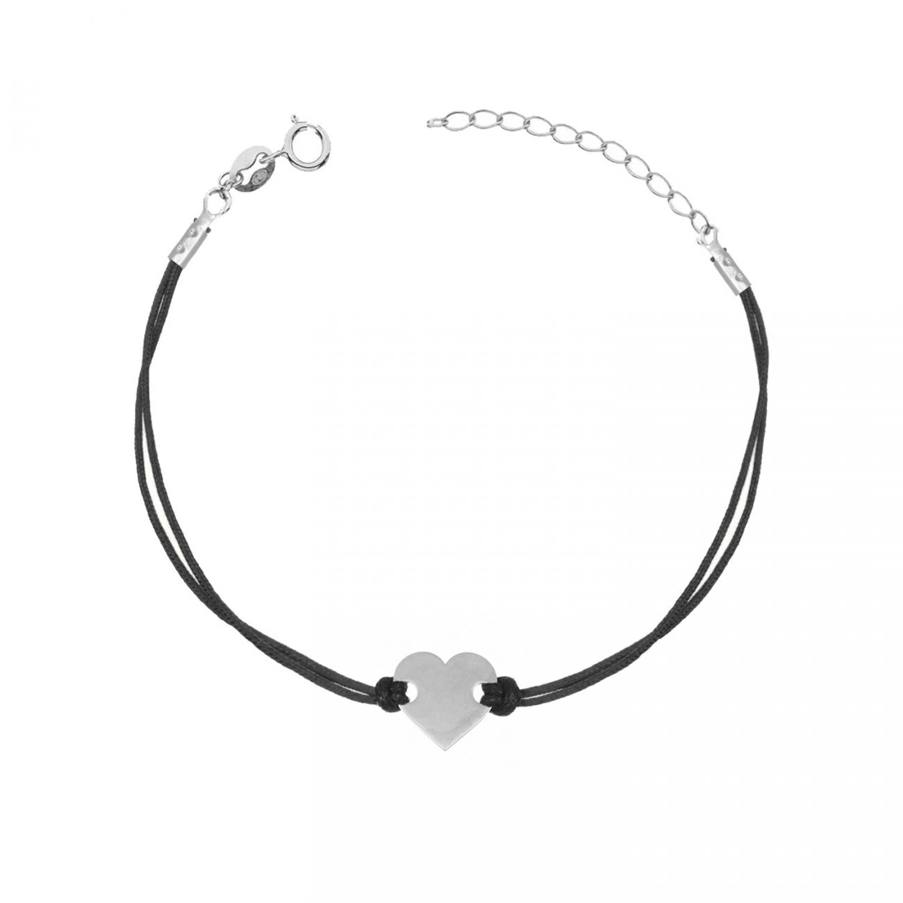 NUBIS Černý náramek se stříbrným srdíčkem - IT0020-K