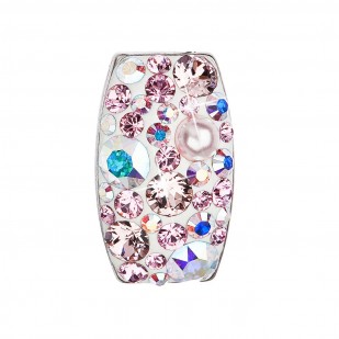 Stříbrný přívěsek s krystaly Swarovski růžový obdélník 34194.9