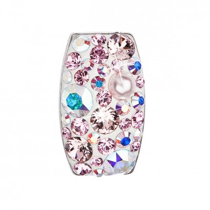 Stříbrný přívěsek s krystaly Swarovski růžový obdélník 34194.9