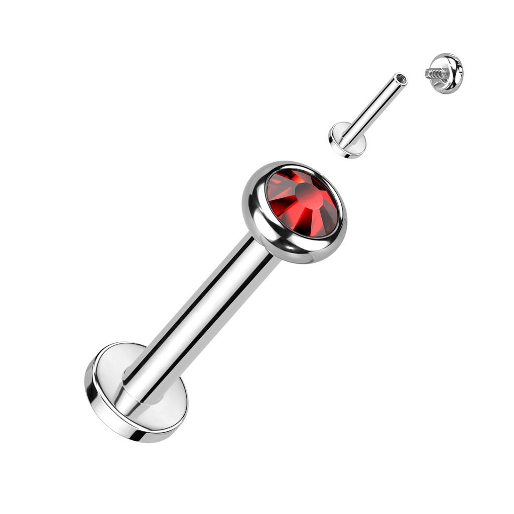 Levně Piercing do brady - labreta TITAN (červená) - TIT1291R-1208