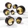 Dřevěný plug do ucha se zlaceným středem průměr 14 mm