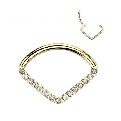 Zlacený piercing septum / helix / cartilage TITAN 1,2 x 10 mm