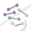 Piercing do jazyka chirurgická ocel s tyrkysovými krystaly