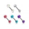 Piercing do jazyka chirurgická ocel s tyrkysovými krystaly