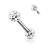 Piercing do jazyka chirurgická ocel s tyrkysovými krystaly