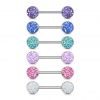Piercing do bradavky chirurgická ocel s fialovými krystaly