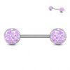 Piercing do bradavky chirurgická ocel s fialovými krystaly
