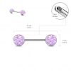 Piercing do bradavky chirurgická ocel s modrými krystaly