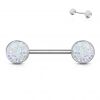 Piercing do bradavky chirurgická ocel s modrými krystaly