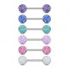 Piercing do bradavky chirurgická ocel s modrými krystaly