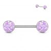 Piercing do bradavky chirurgická ocel s modrými krystaly