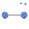 Piercing do bradavky chirurgická ocel s modrými krystaly