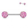 Piercing do bradavky chirurgická ocel s levandulovými krystaly
