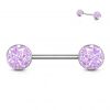 Piercing do bradavky chirurgická ocel s bílými krystaly