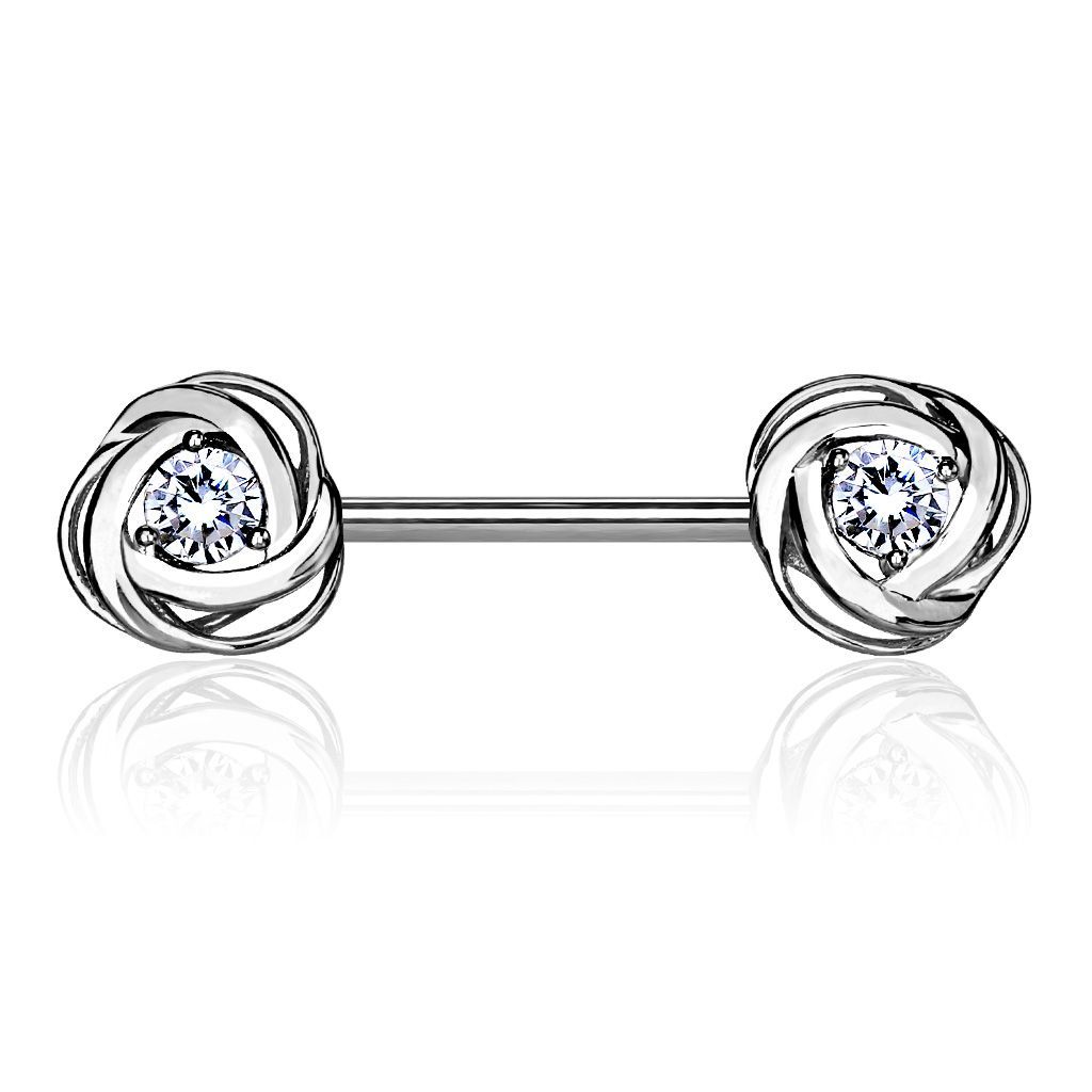 Levně Piercing do bradavky chirurgická ocel s čirými zirkony