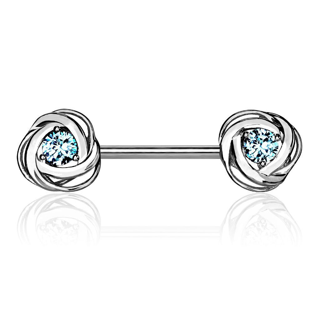 Levně Piercing do bradavky chirurgická ocel s tyrkysovými zirkony