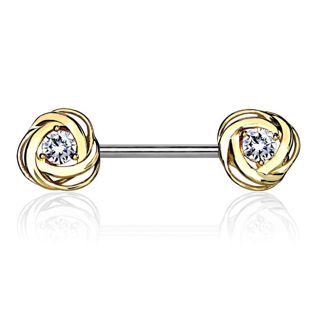 Levně Piercing do bradavky chirurgická ocel gold