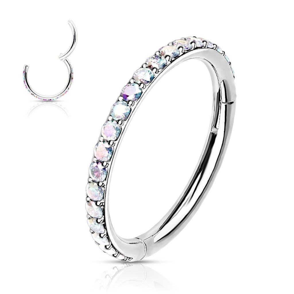 Levně S4U Piercing segment kruh s duhovými kamínky - K1041-AB