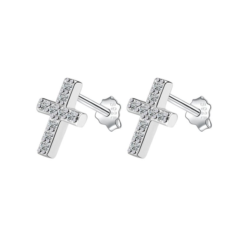 NUBIS Stříbrné náušnice křížky - NB-3733