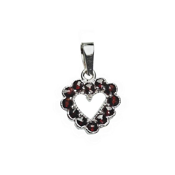 Stříbrný přívěsek srdíčko s granáty - ZB5177