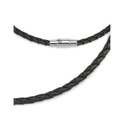 Kožená splétaná šňůrka černá (45 cm)