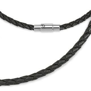 Levně S4U Kožená splétaná šňůrka černá (45 cm) - LR1126-45