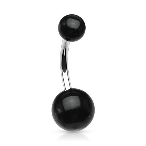 Levně Piercing do pupíku - banánek (černá) - BA01017-K